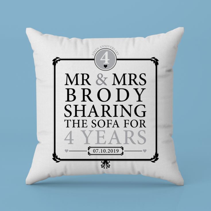 Personalised 4th Anniversary Sharing The Sofa Cushion product image