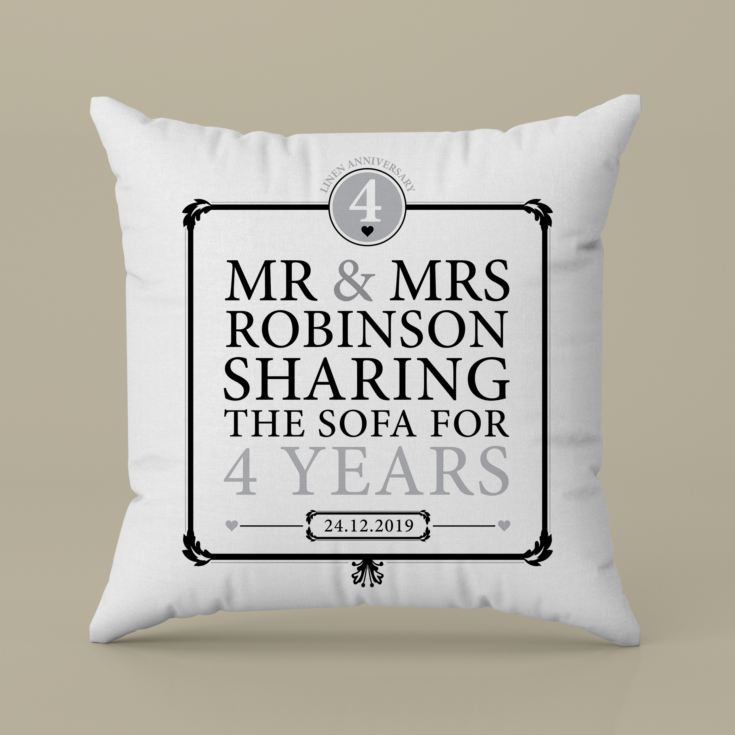 Personalised 4th Anniversary Sharing The Sofa Cushion product image