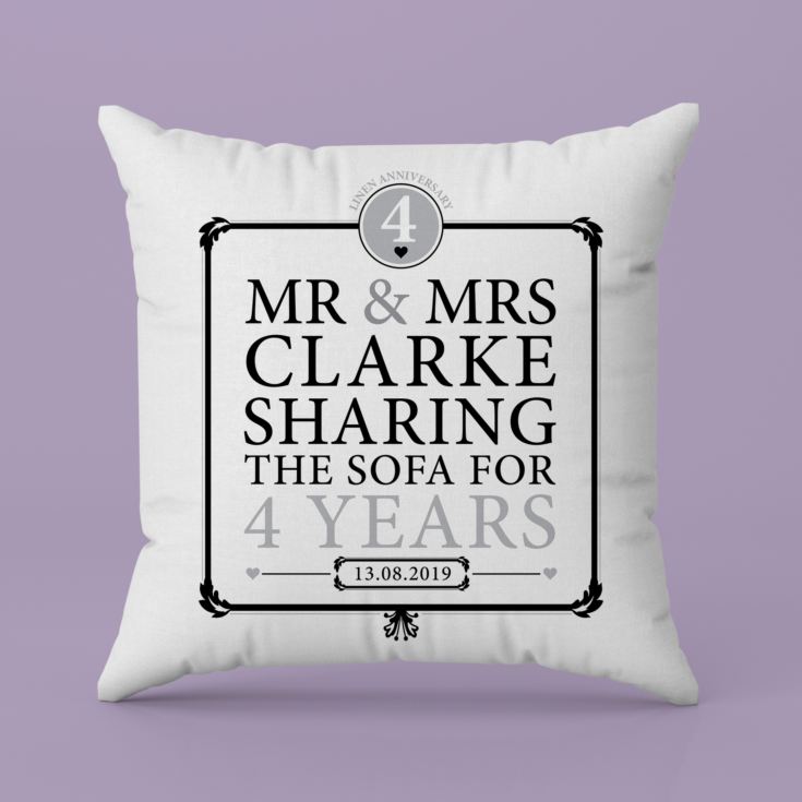 Personalised 4th Anniversary Sharing The Sofa Cushion product image