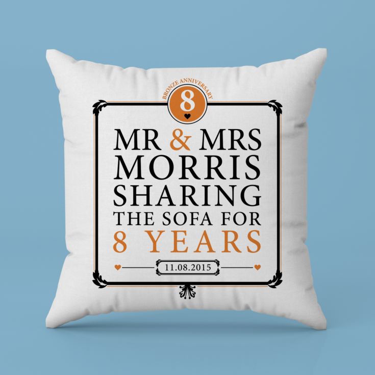 Personalised 8th Anniversary Sharing The Sofa Cushion product image