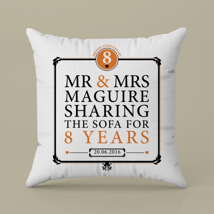 Personalised 8th Anniversary Sharing The Sofa Cushion product image