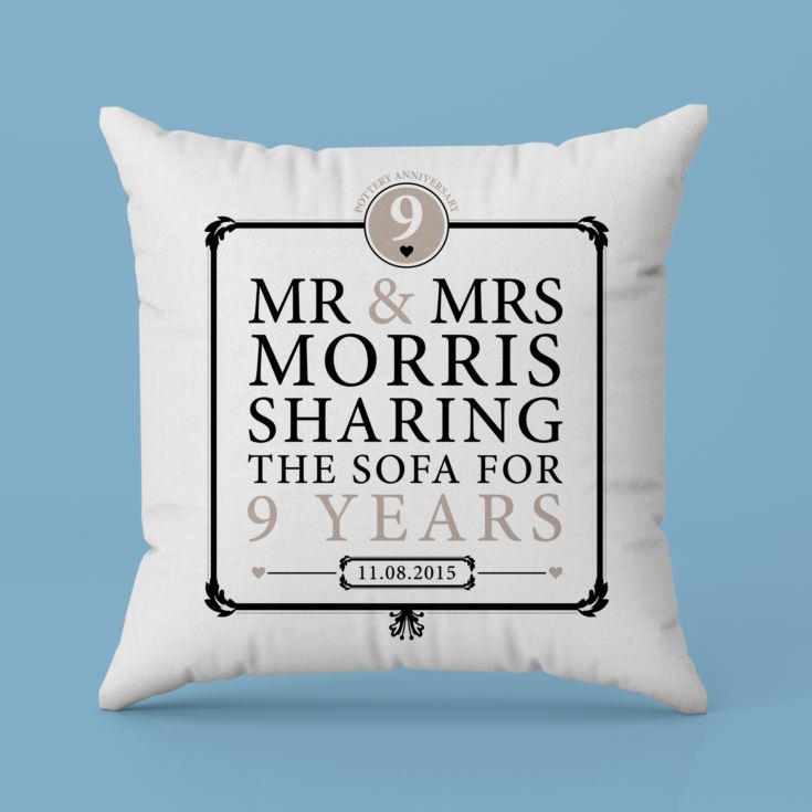 Personalised 9th Anniversary Sharing The Sofa Cushion product image