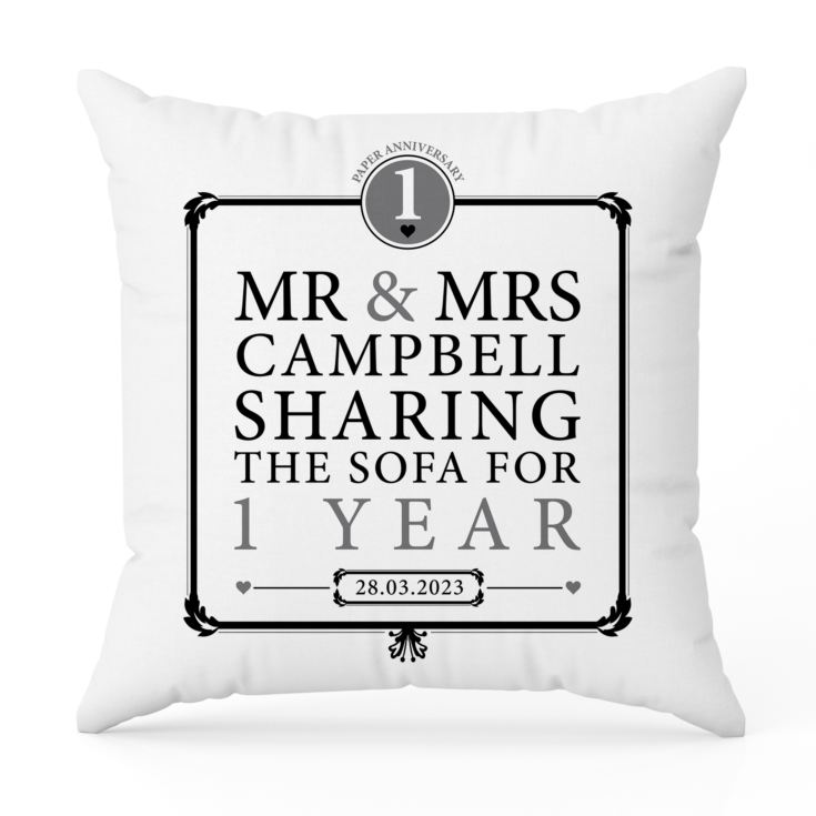 Personalised 1st Anniversary Sharing The Sofa Cushion product image