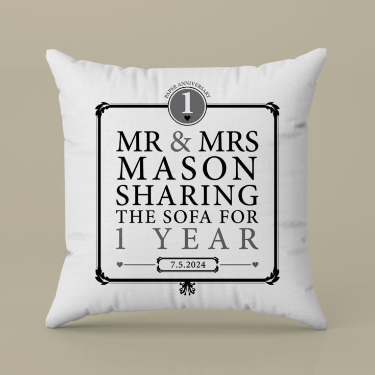 Personalised 1st Anniversary Sharing The Sofa Cushion product image