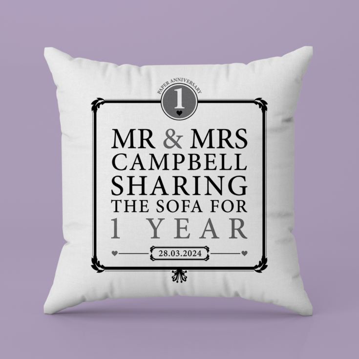 Personalised 1st Anniversary Sharing The Sofa Cushion product image