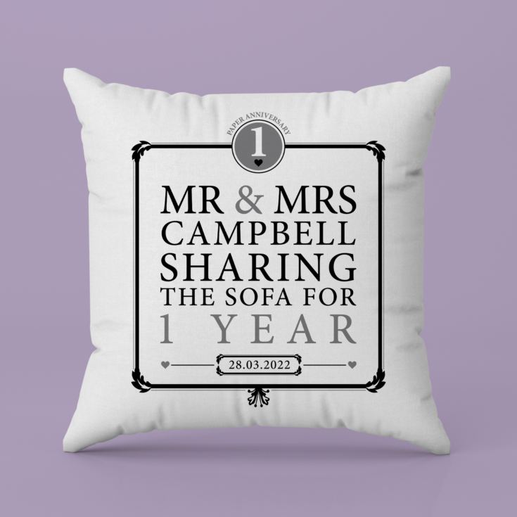 Personalised 1st Anniversary Sharing The Sofa Cushion product image