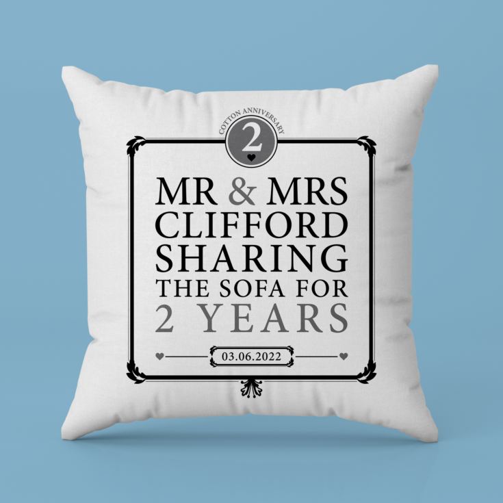 Personalised 2nd Anniversary Sharing The Sofa Cushion product image