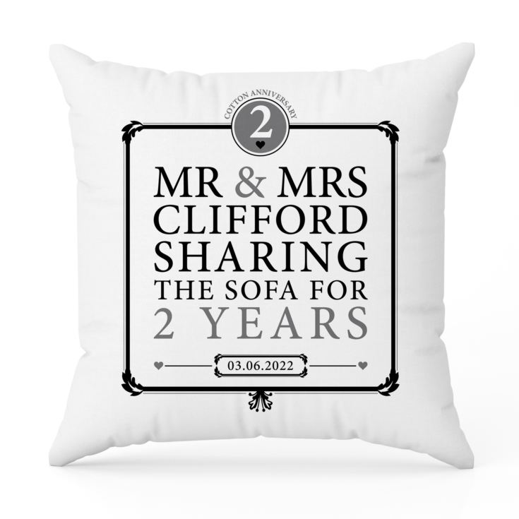 Personalised 2nd Anniversary Sharing The Sofa Cushion product image