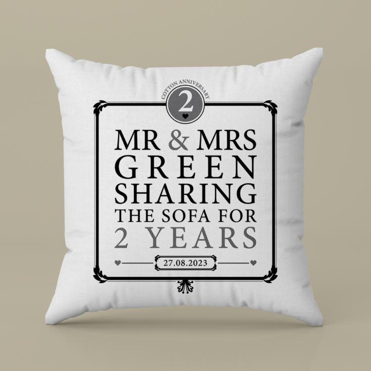 Personalised 2nd Anniversary Sharing The Sofa Cushion product image