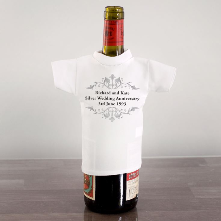 Personalised Silver Anniversary Wine Bottle T-Shirt product image