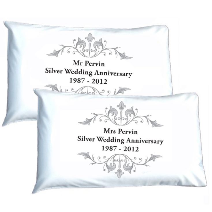 Personalised Silver Anniversary Pillowcases product image