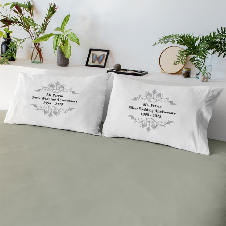 Personalised Silver Anniversary Pillowcases product image