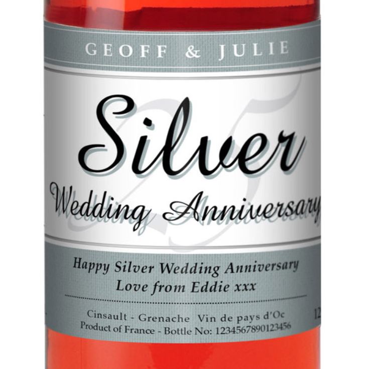 Personalised Silver Wedding Anniversary Rose Wine product image