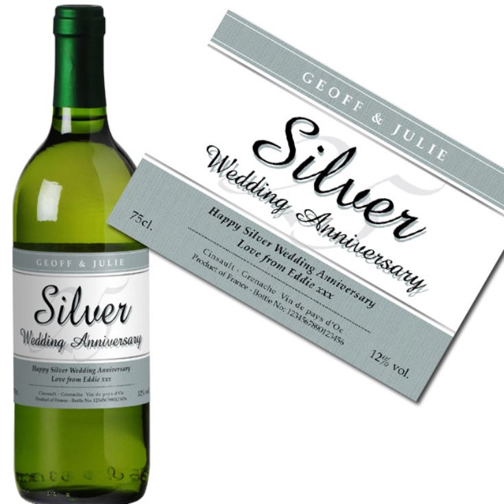 Personalised Silver Wedding Anniversary White Wine product image