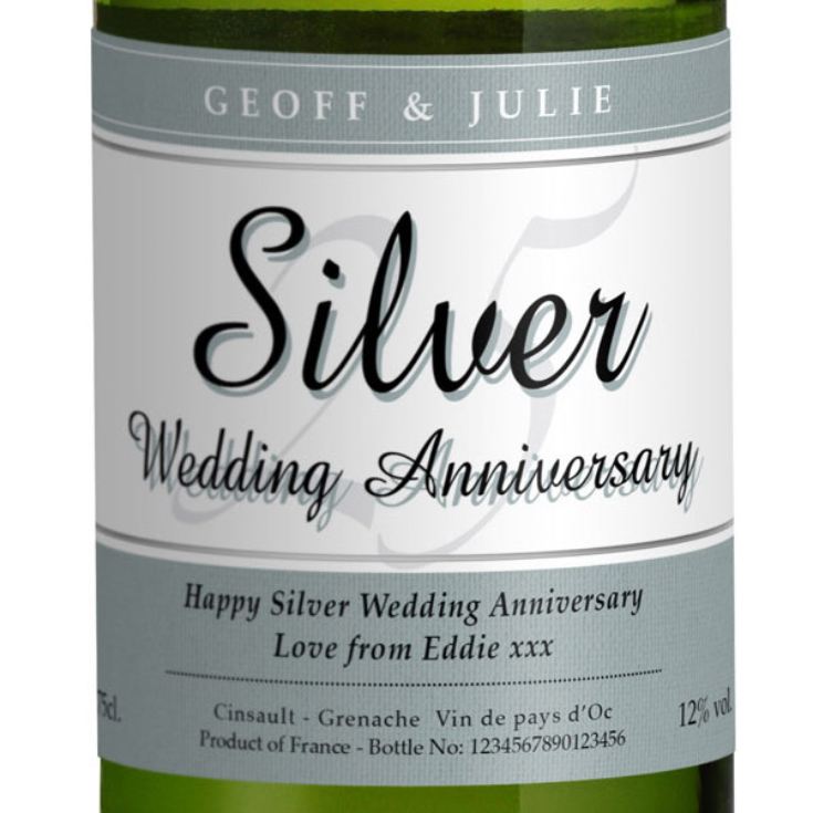 Personalised Silver Wedding Anniversary White Wine product image