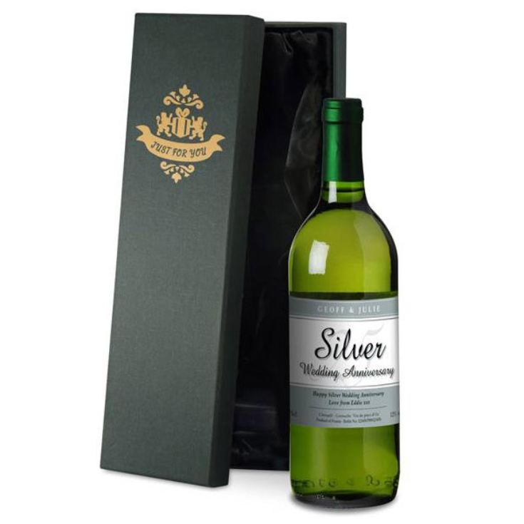 Personalised Silver Wedding Anniversary White Wine product image