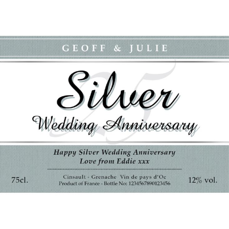 Personalised Silver Wedding Anniversary White Wine product image