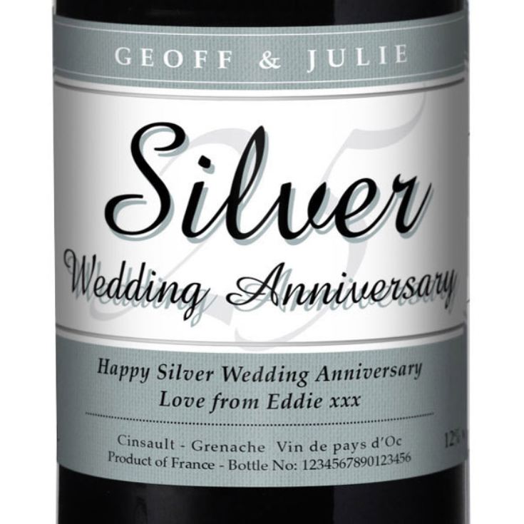 Personalised Silver Wedding Anniversary Red Wine product image