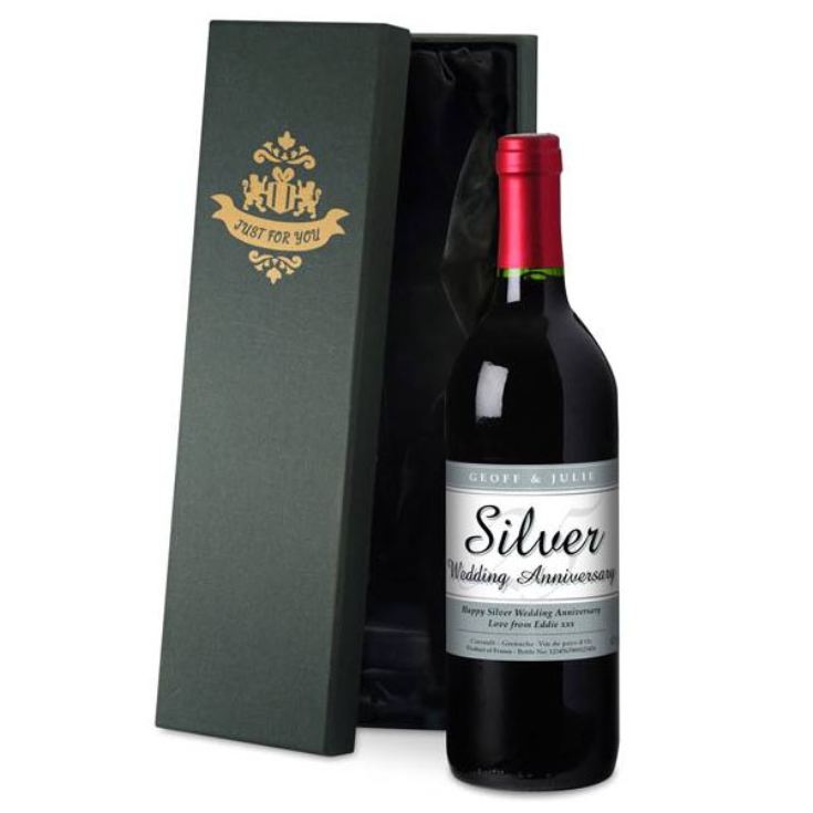 Personalised Silver Wedding Anniversary Red Wine product image