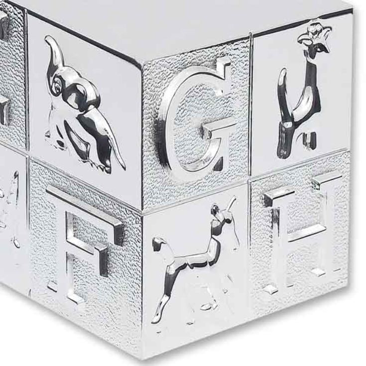 Personalised Silver Plated Cube ABC Money Box product image