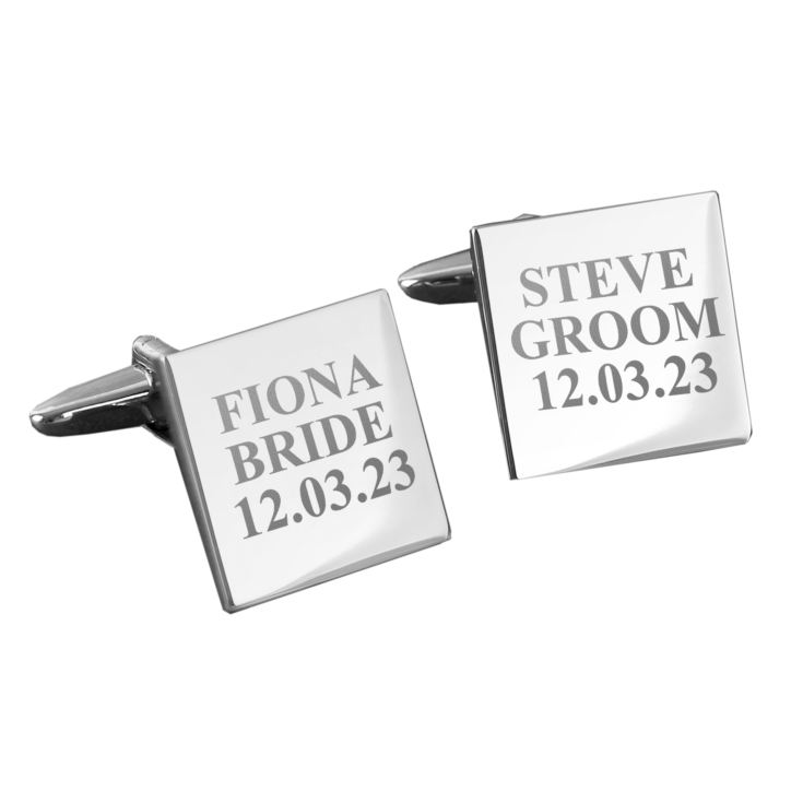 Personalised Silver Plated Bride And Groom Cufflinks product image