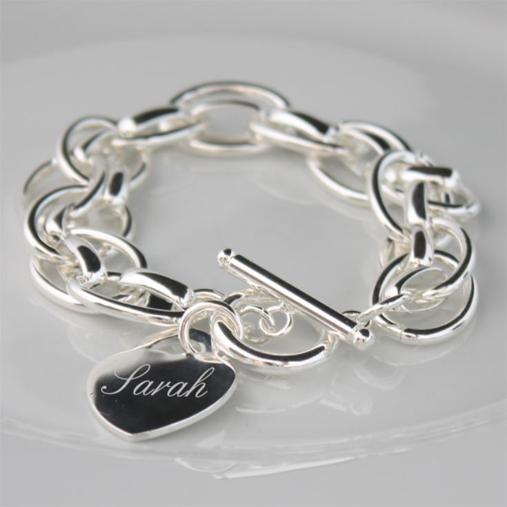 Engraved Silver Plated Bracelet with Personalised Gift Box product image