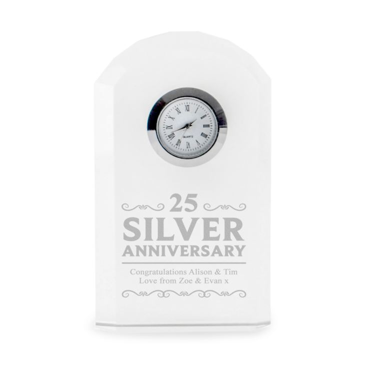 Engraved Silver Wedding Anniversary Mantel Clock product image