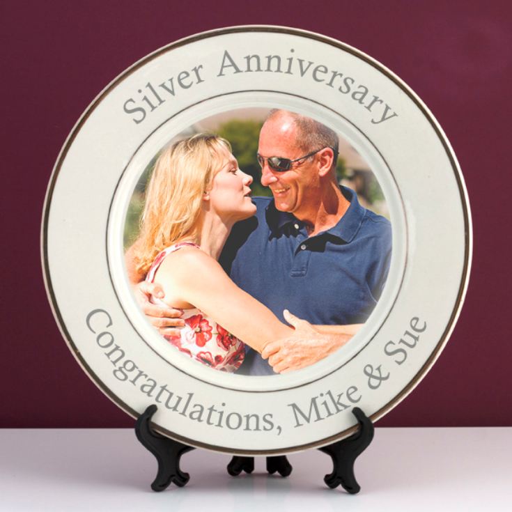 Silver Anniversary Gifts
 Personalised Silver Wedding Anniversary Plate