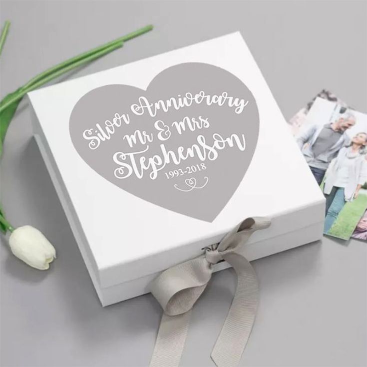 Personalised Silver Wedding Anniversary Memory Box product image