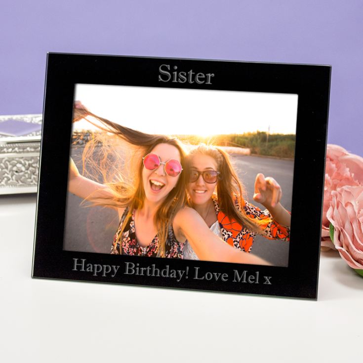 Personalised Sister Black Glass Photo Frame product image