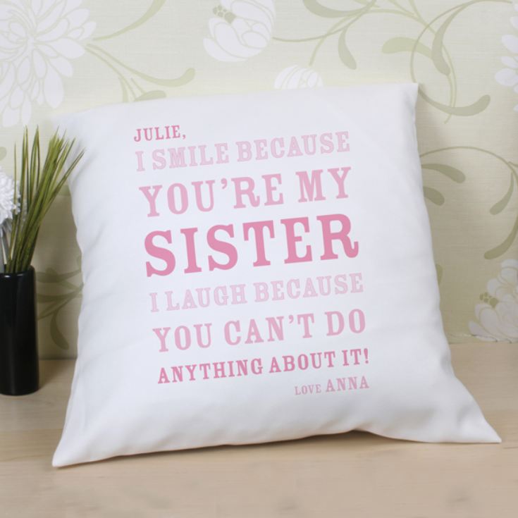 Personalised Sister Smile Cushion product image