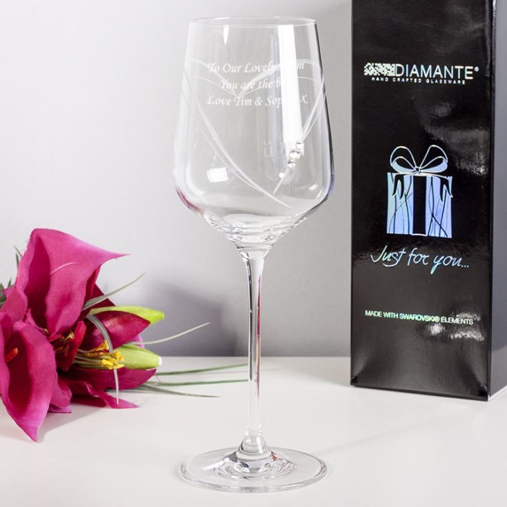 Personalised Just For You Diamante Wine Glass With Heart product image