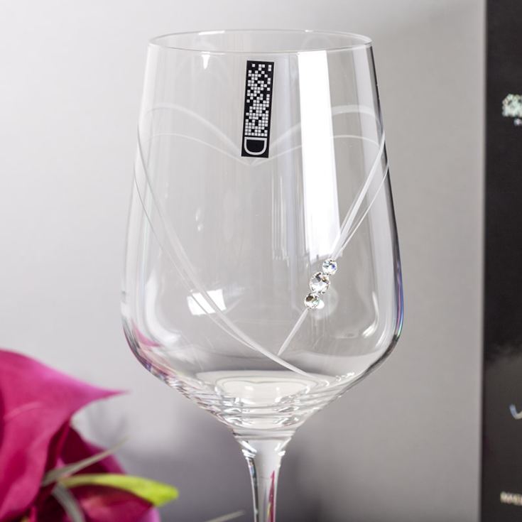 Personalised Just For You Diamante Wine Glass With Heart product image