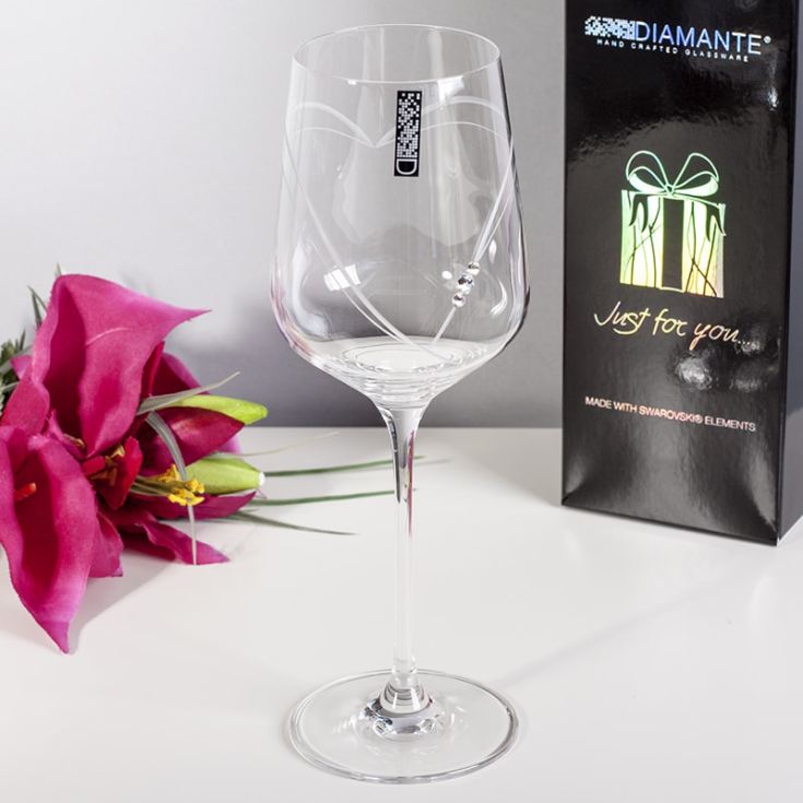 Personalised Just For You Diamante Wine Glass With Heart product image