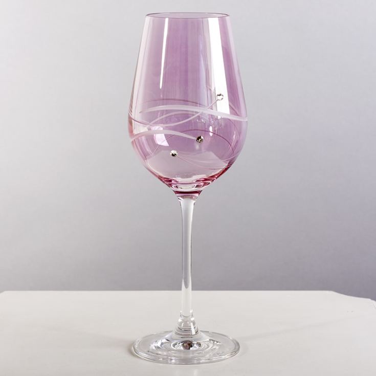 Personalised Pink Diamante Wine Glass For Mum product image