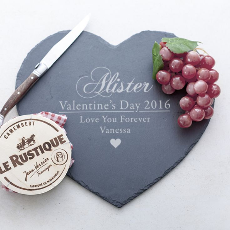 Personalised Valentine's Day Heart Shaped Slate Cheese Board product image