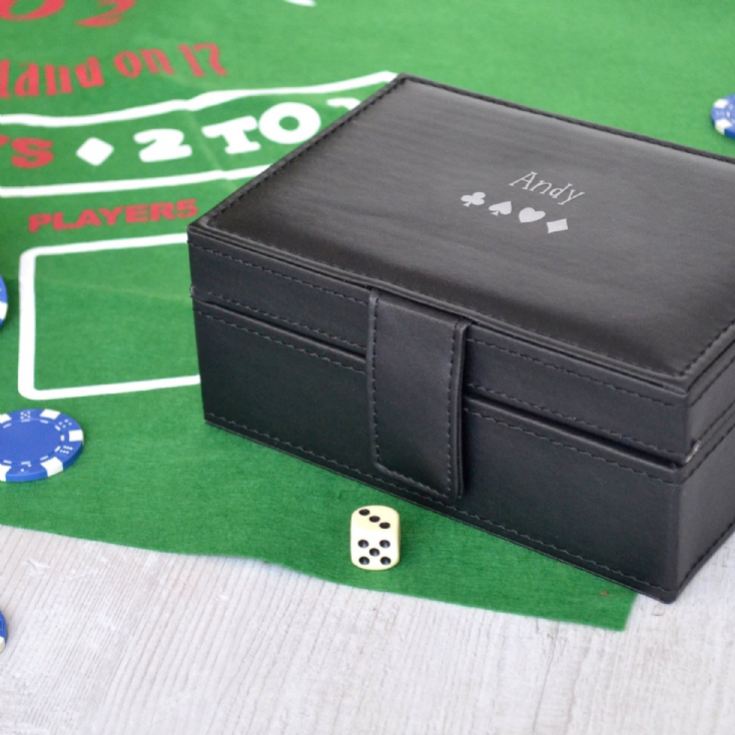 Personalised Poker Set in Faux Leather Box product image