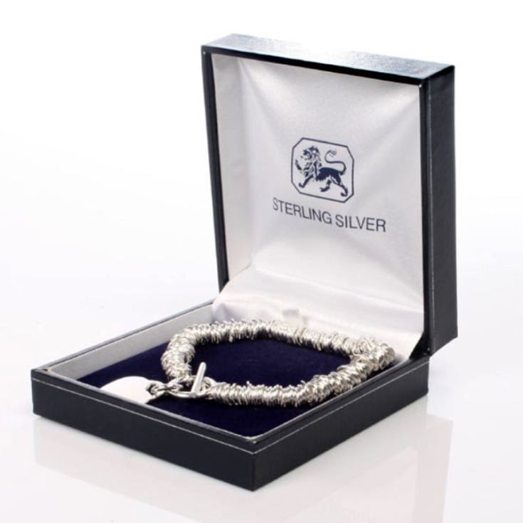 21st Birthday Solid Silver Heart and Rings Bracelet With Personalised Gift Box product image