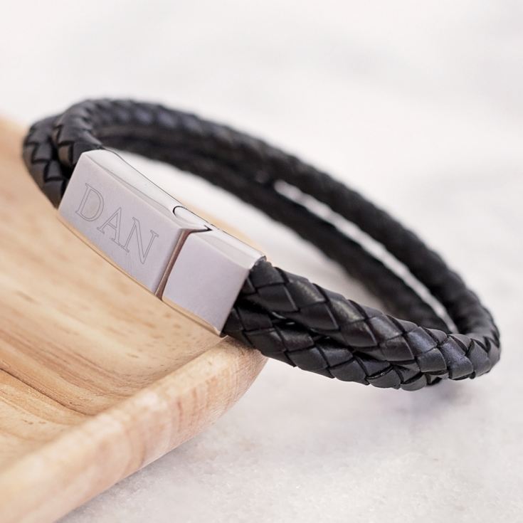 Personalised Gianni Leather Double Layer Men's Bracelet product image