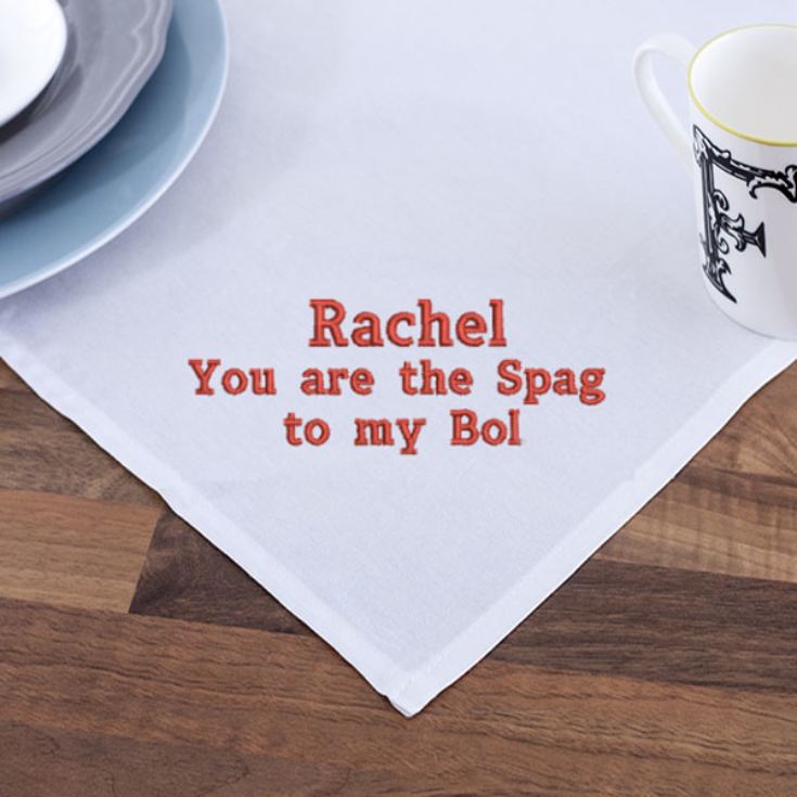 Embroidered The Spag to my Bol Tea Towel product image