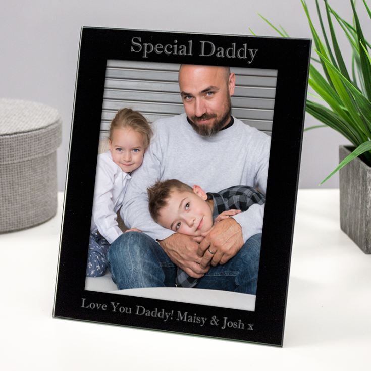 Personalised Special Daddy Black Glass Photo Frame product image