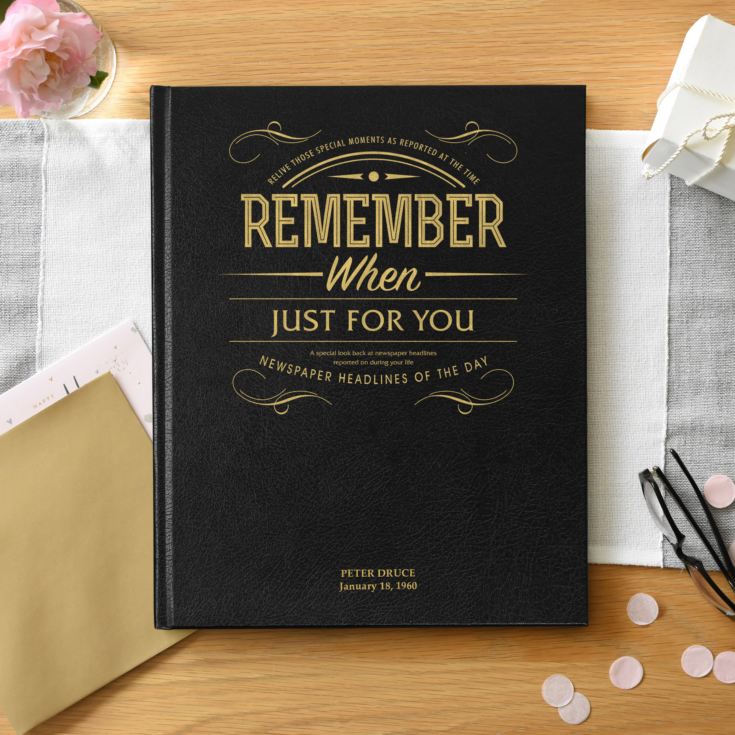 Personalised Just For You Newspaper Book - Premium Black Leather product image