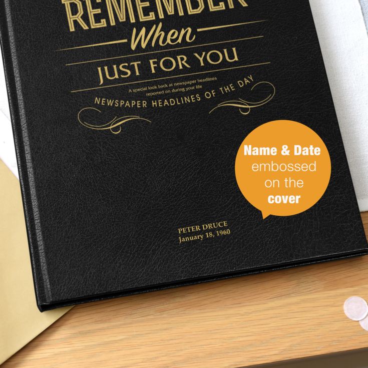 Personalised Just For You Newspaper Book - Premium Black Leather product image