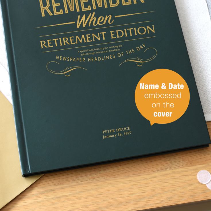 Personalised Retirement Newspaper Book - Green Leatherette Cover product image