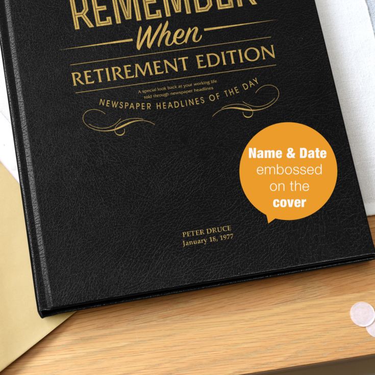 Personalised Retirement Newspaper Book - Premium Black Leather product image