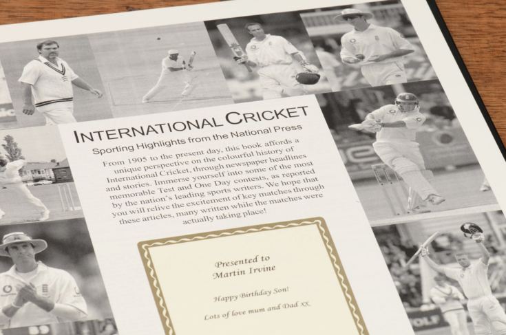 Personalised A3 International Cricket Book - Leather Black Cover product image