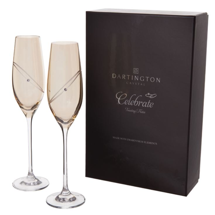 Pair of Personalised Dartington Crystal Gold Flutes product image