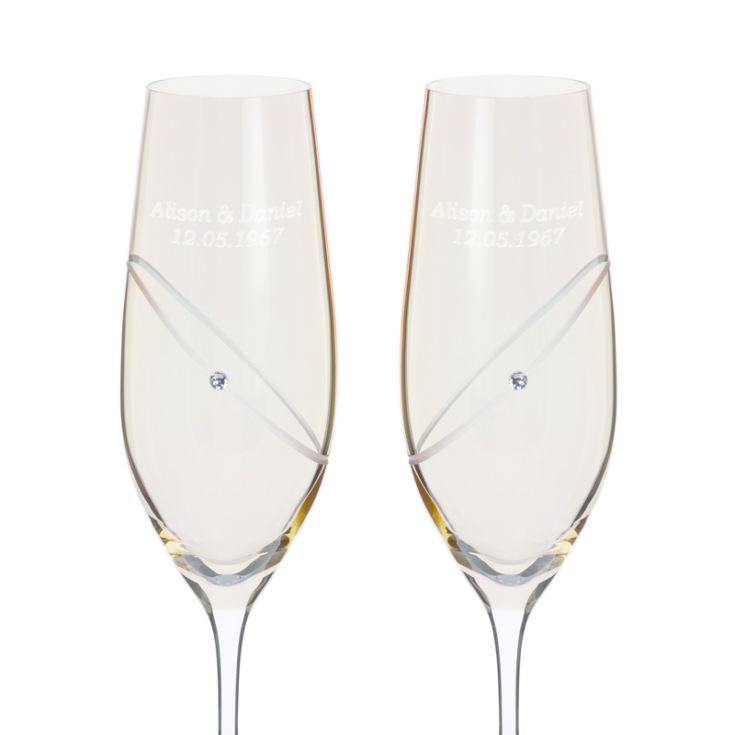 Pair of Personalised Dartington Crystal Gold Flutes product image