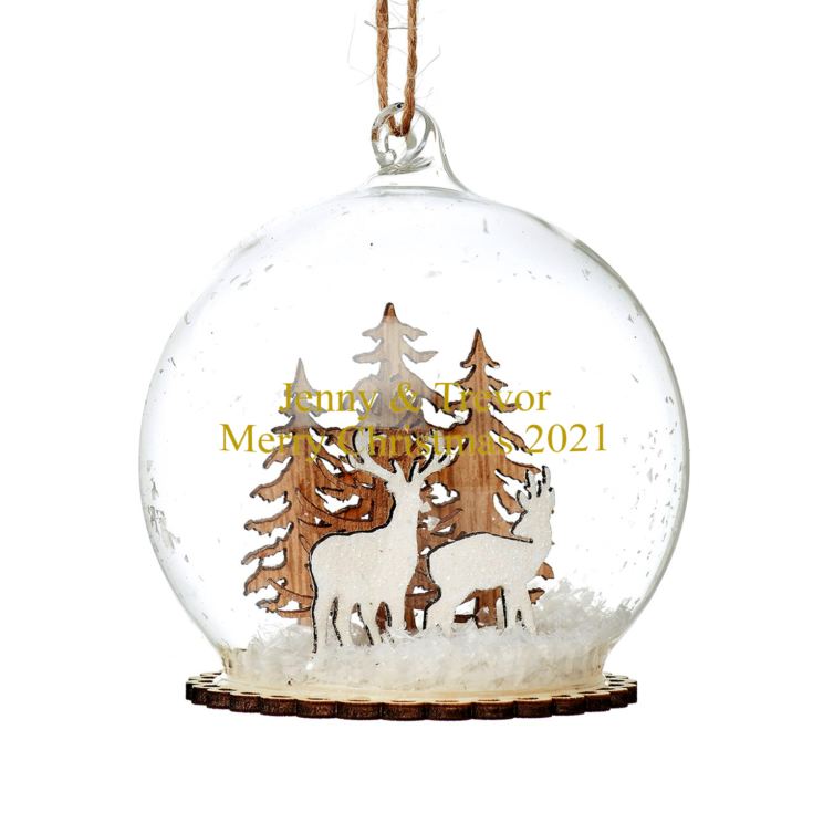 Personalised Bauble - Stags In Snow Mini Dome product image