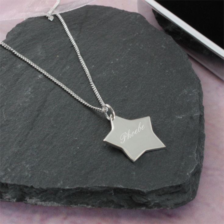 Solid Silver Star Pendant in Personalised Box product image